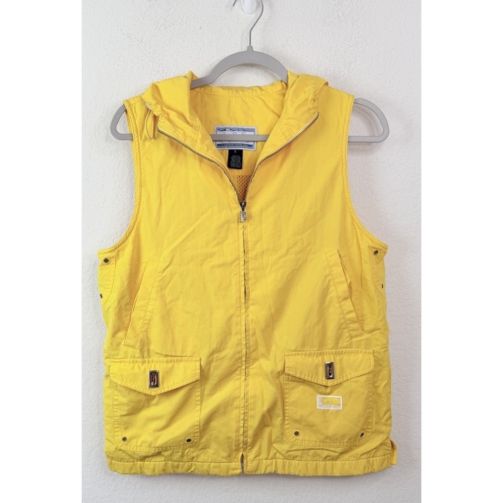 LRL Ralph Lauren Utility Vest Women's S Yellow Hooded Cotton Safari Gorpcore Vtg
